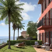 Jardins privatifs et terrasses orientés pour profiter de la vue panoramique sur la mer.