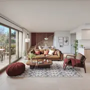 Espace de vie harmonieux alliant confort et design épuré pour la vie quotidienne.