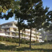 Disposition étagée permettant à chaque logement une orientation optimale et une vue dégagée sur la nature.